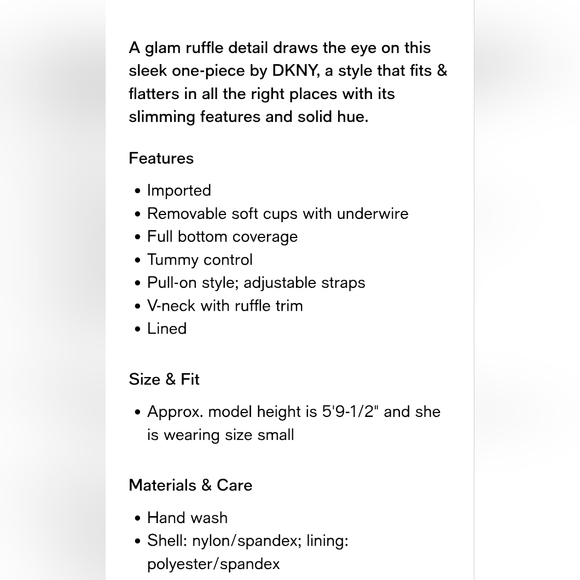 DKNY Elegant Burgundy Ruffled One-Piece Swimsuit Size 14 (Large) - Picture 8 of 8